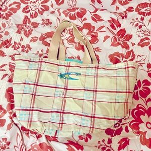 O’Neill surf beach cotton tote bag plaid yellow